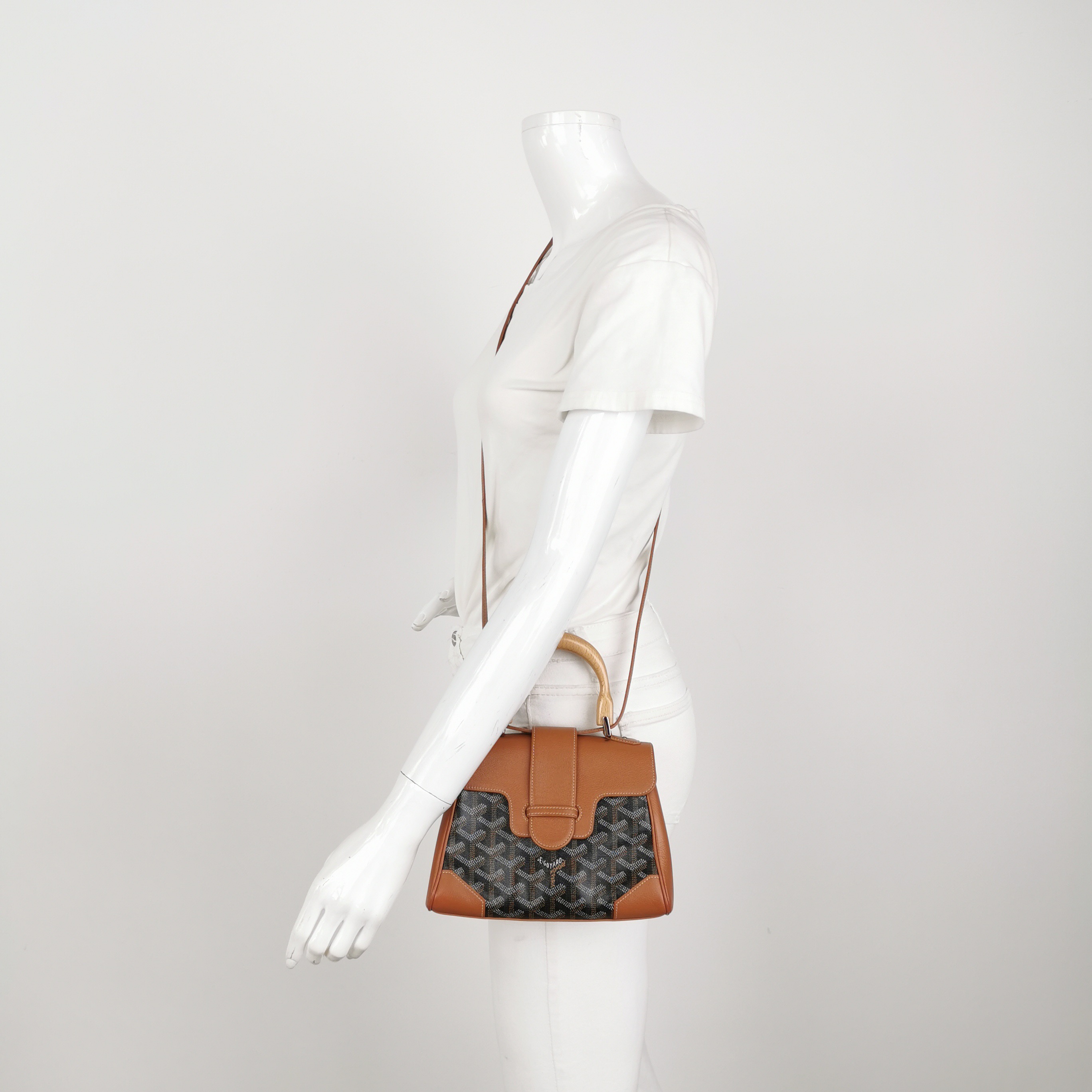 Goyard Saigon Top Handle Bag Coated Canvas with Leather Mini — alternate view