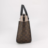 Louis Vuitton(LV) On My Side Tote Leather with Monogram Canvas MM — thumbnail 4