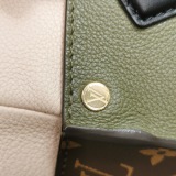 Louis Vuitton(LV) On My Side Tote Leather with Monogram Canvas MM — thumbnail 14