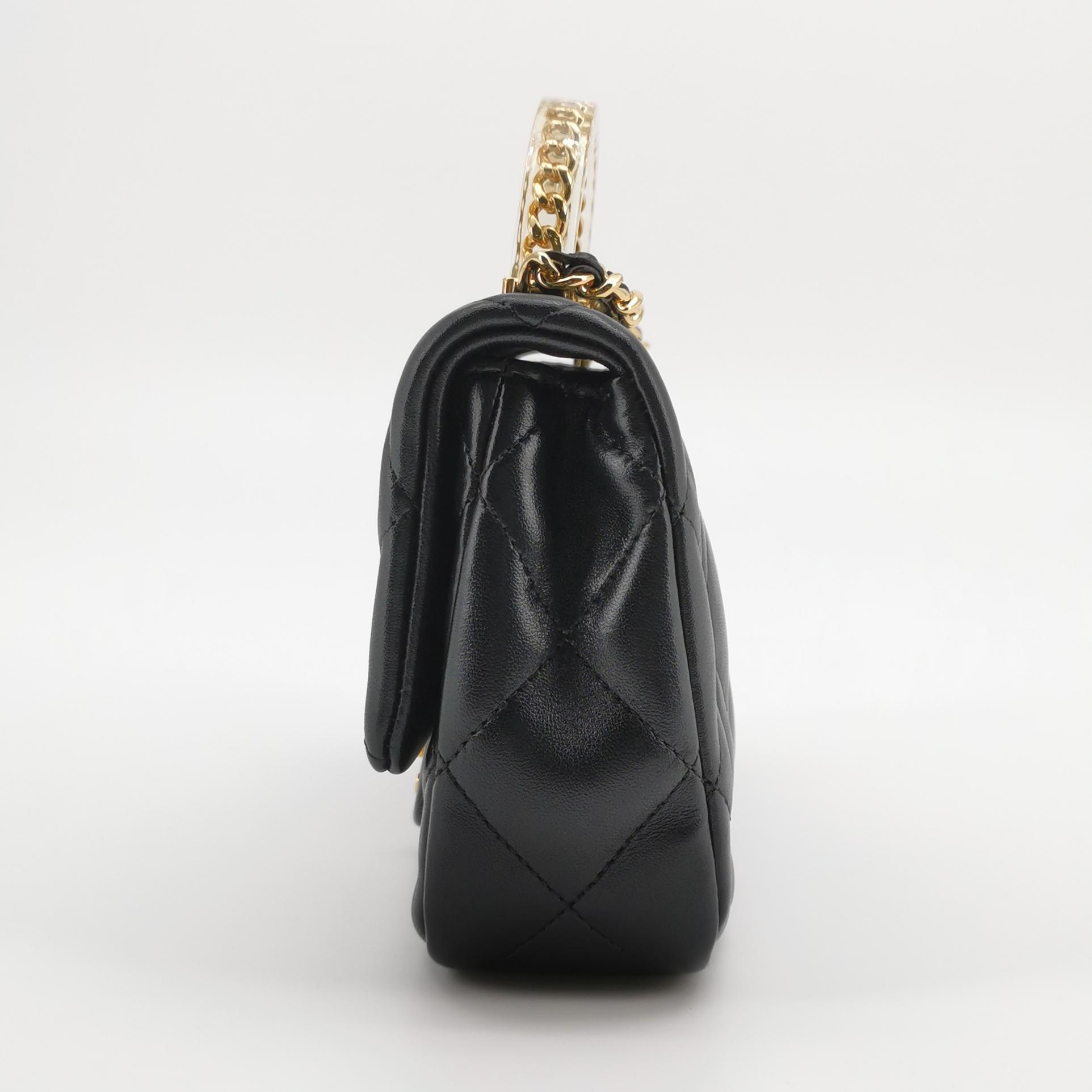 Chanel CF Handle Black Lambskin Crossbody Bag Mini — photo 4 of 21