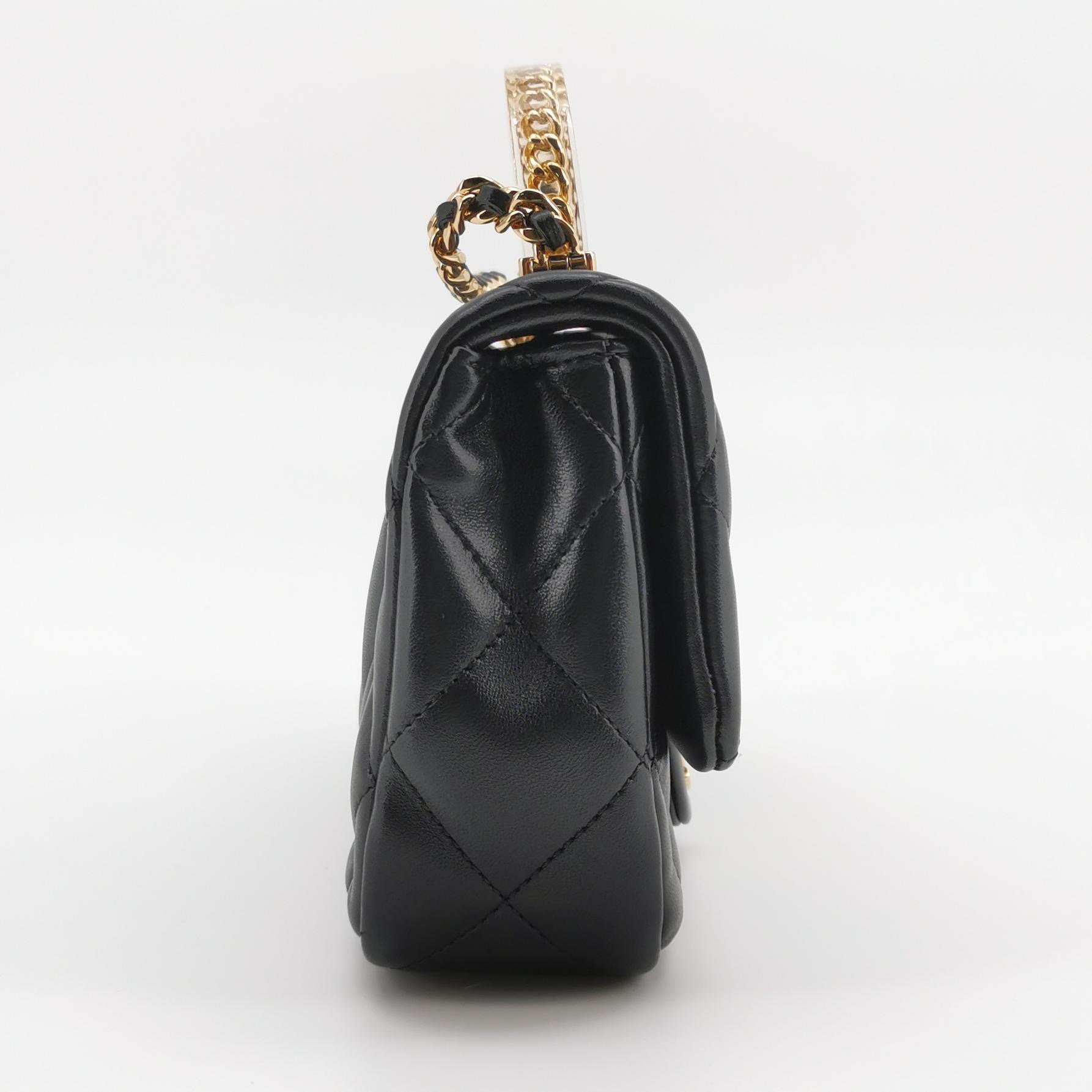 Chanel CF Handle Black Lambskin Crossbody Bag Mini — photo 3 of 21