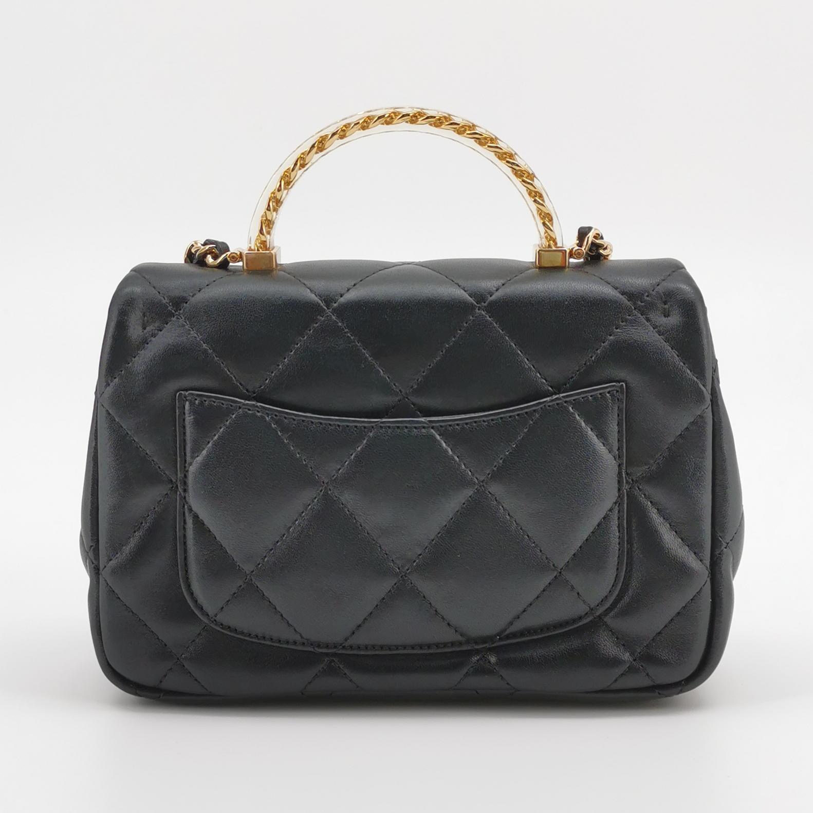 Chanel CF Handle Black Lambskin Crossbody Bag Mini — photo 5 of 21