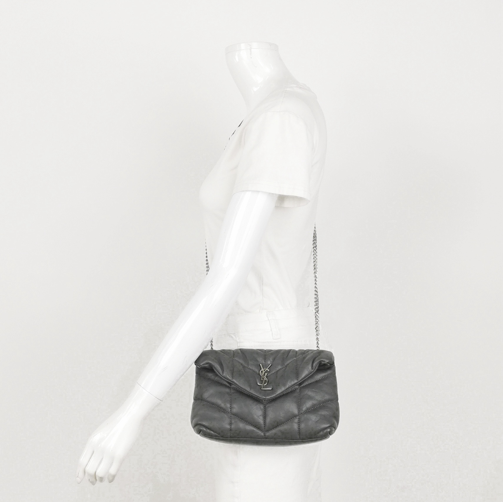 Saint Laurent Loulou Puffer Shoulder Bag Quilted Tweed Mini — alternate view