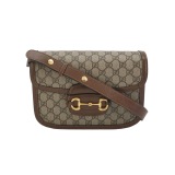 Gucci Horsebit 1955 Shoulder Bag GG Coated Canvas with Leather Small — thumbnail 1