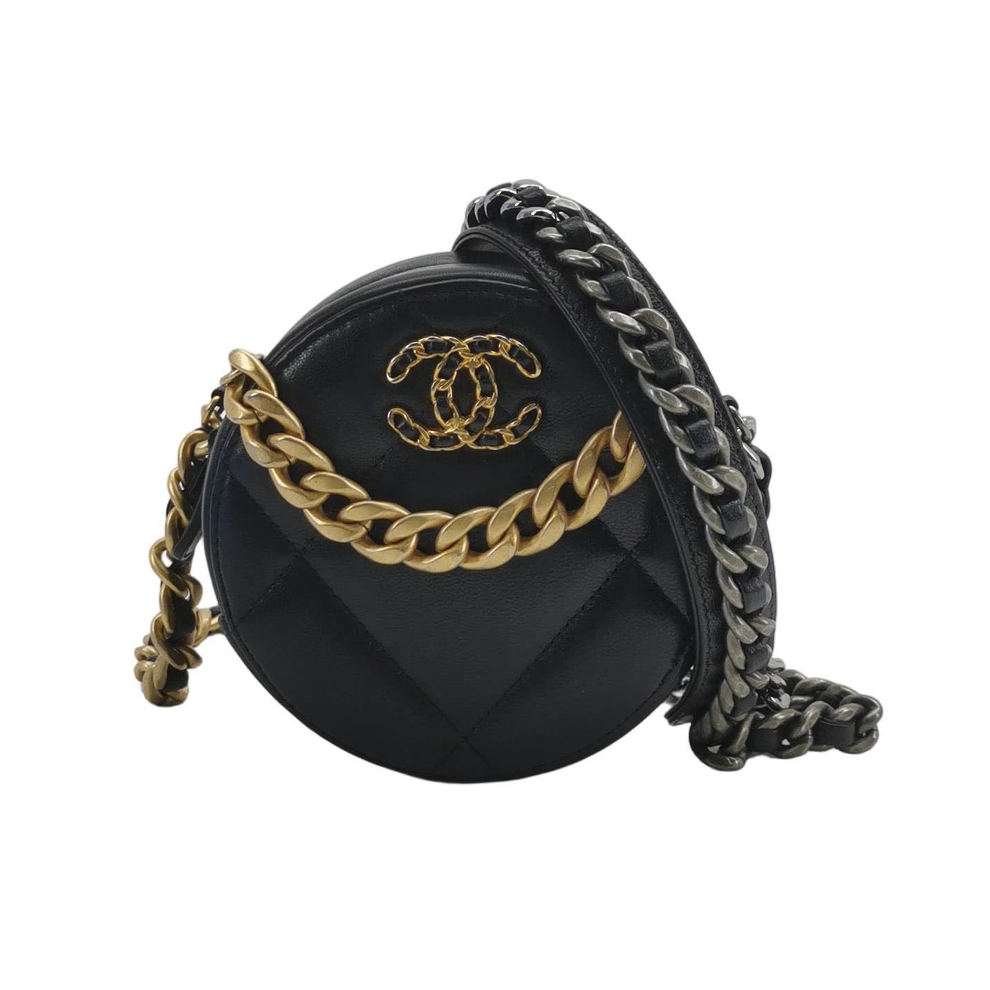 Chanel 19 Round Clutch with Chain Quilted Leather — photo 1 of 19