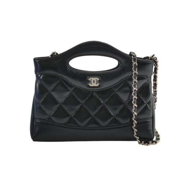 Chanel 31 Shopping Bag Clutch with Chain Quilted Shiny Crumpled Calfskin Nano — pre-owned, Vierlot