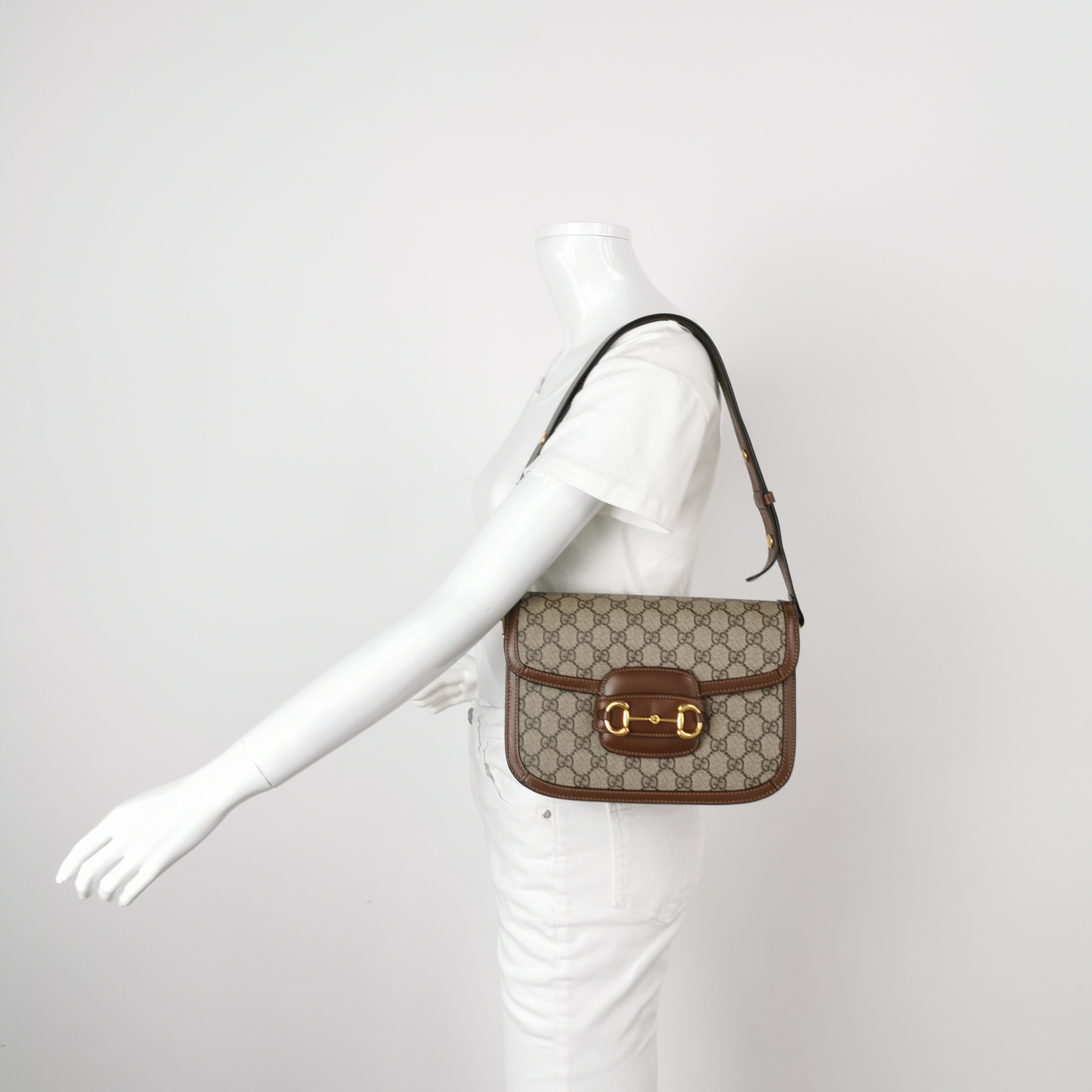 Gucci Horsebit 1955 Shoulder Bag GG Coated Canvas with Leather Small — alternate view