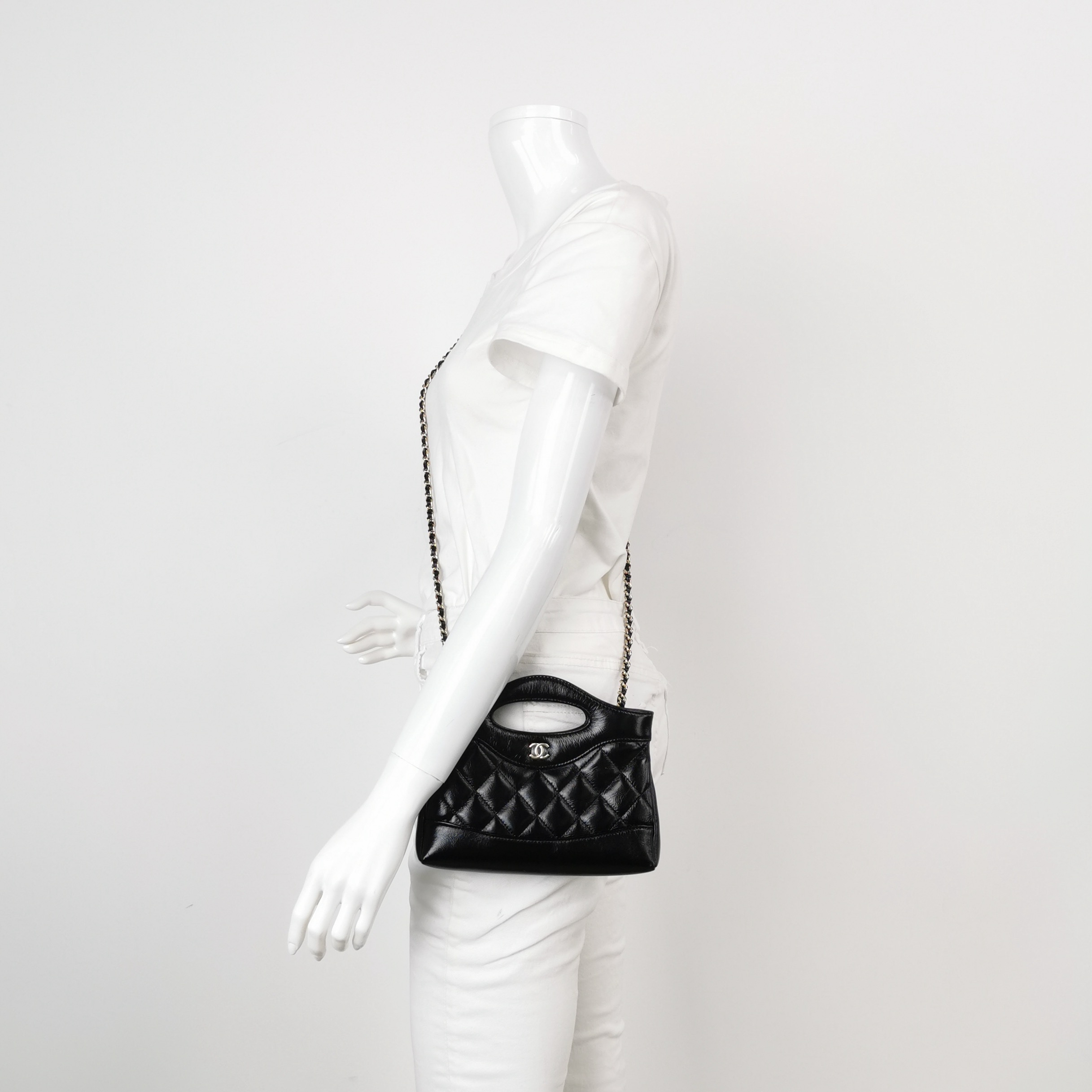 Chanel 31 Shopping Bag Clutch with Chain Quilted Shiny Crumpled Calfskin Nano — alternate view