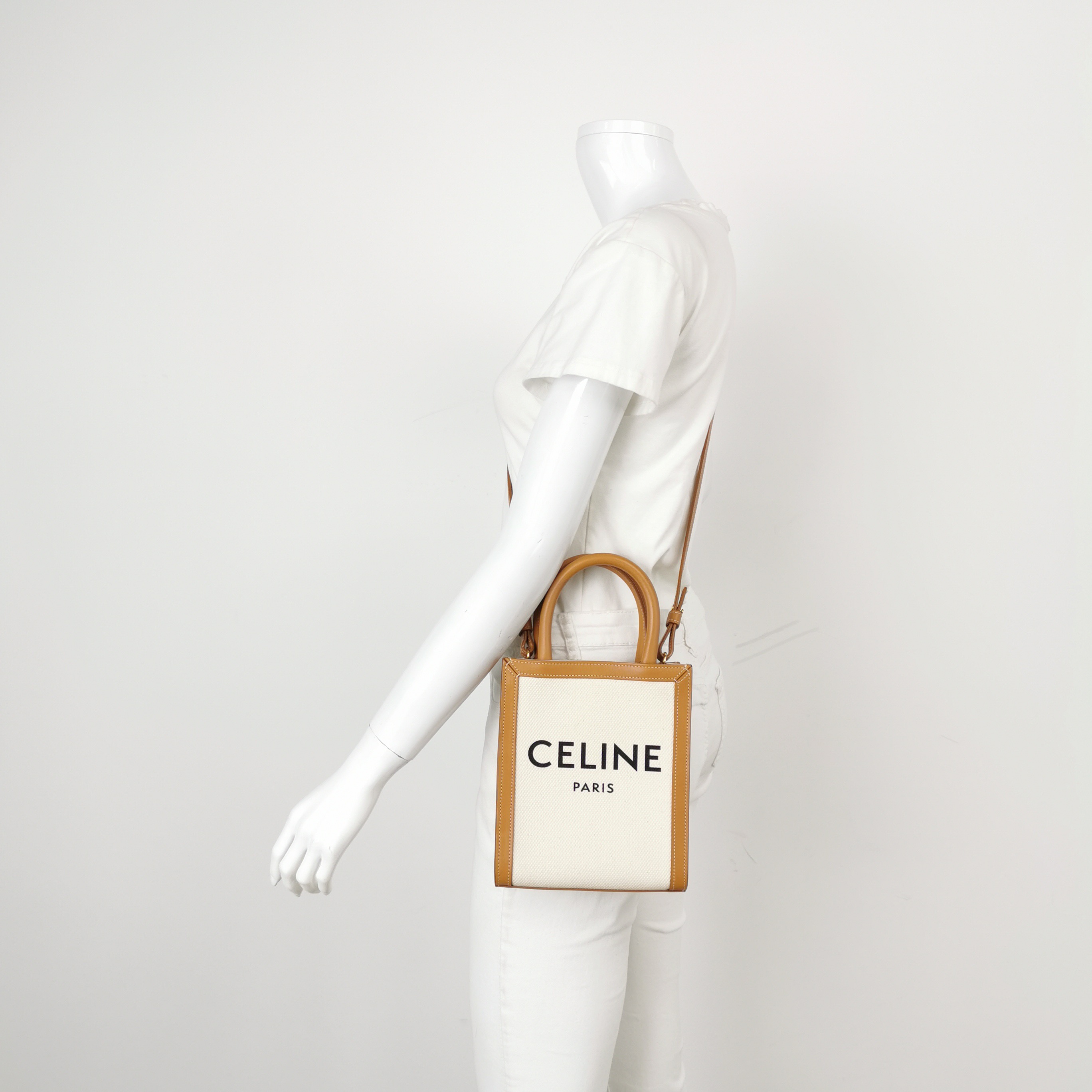 Celine Vertical Cabas Tote Canvas with Leather Mini — alternate view
