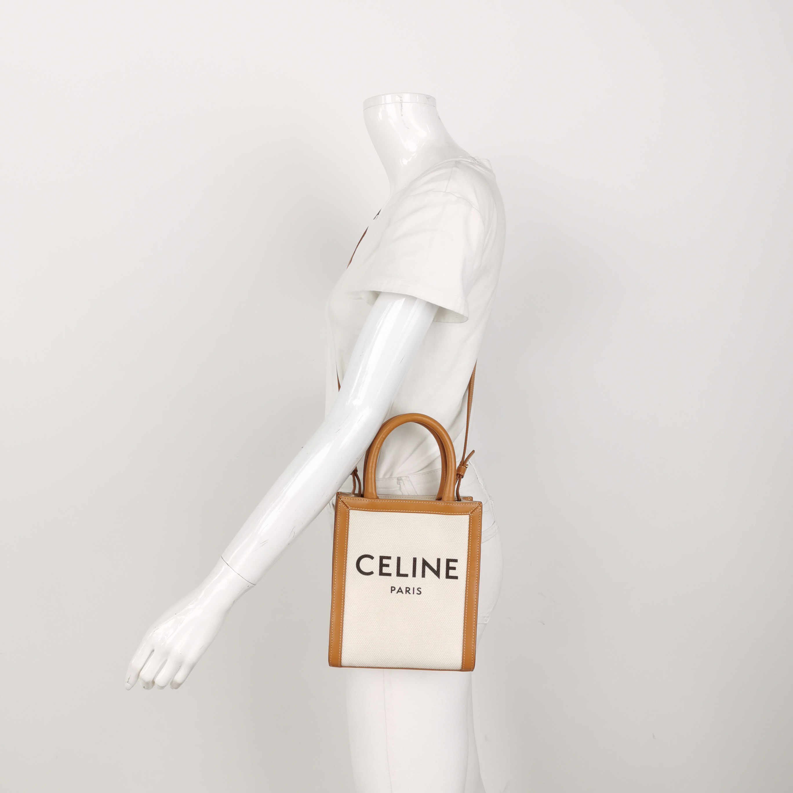 Celine Vertical Cabas Tote Canvas with Leather Mini — alternate view
