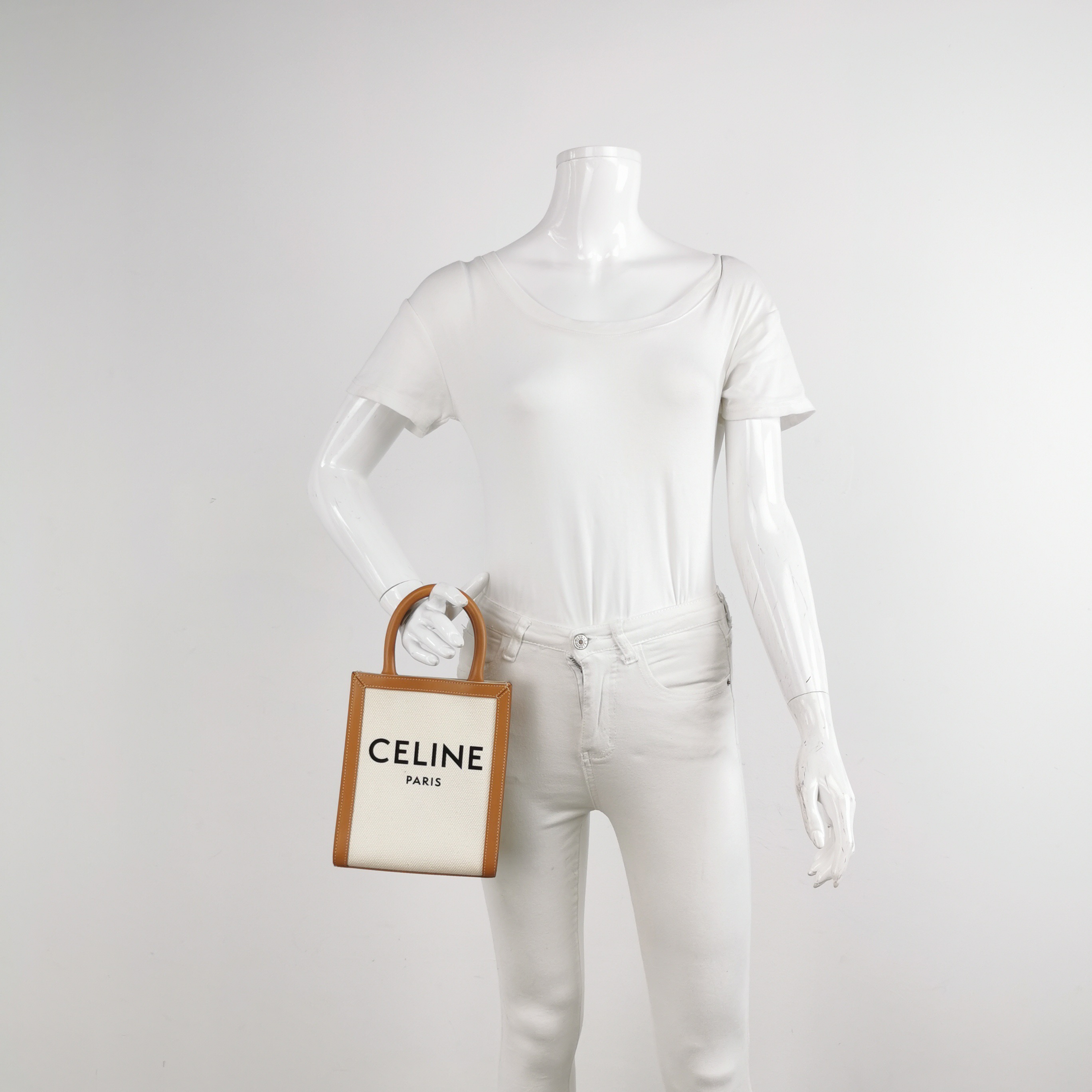 Celine Vertical Cabas Tote Canvas with Leather Mini — alternate view