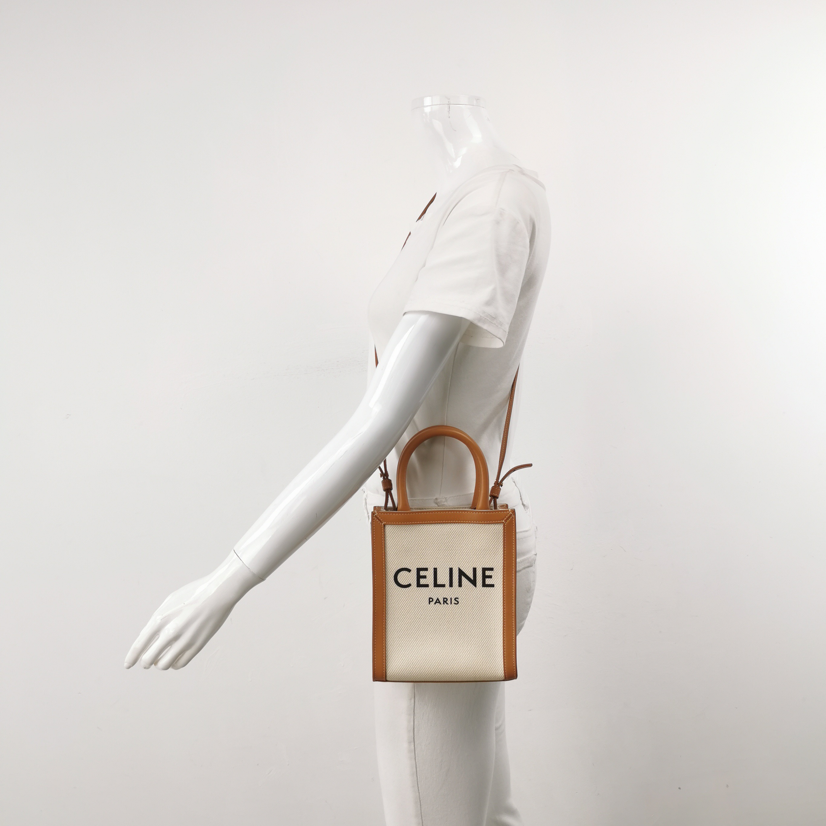 Celine Vertical Cabas Tote Canvas with Leather Mini — alternate view