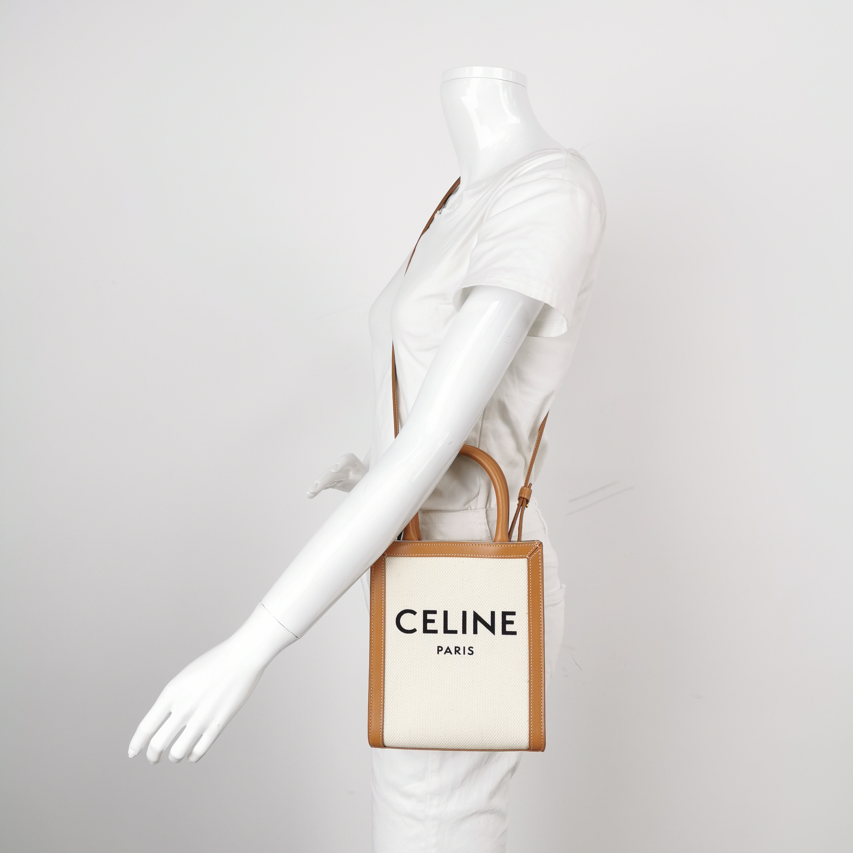 Celine Vertical Cabas Tote Canvas with Leather Mini — alternate view