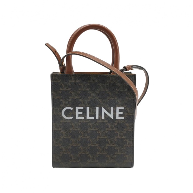 Celine Vertical Cabas Tote Triomphe Coated Canvas Mini — pre-owned, Vierlot