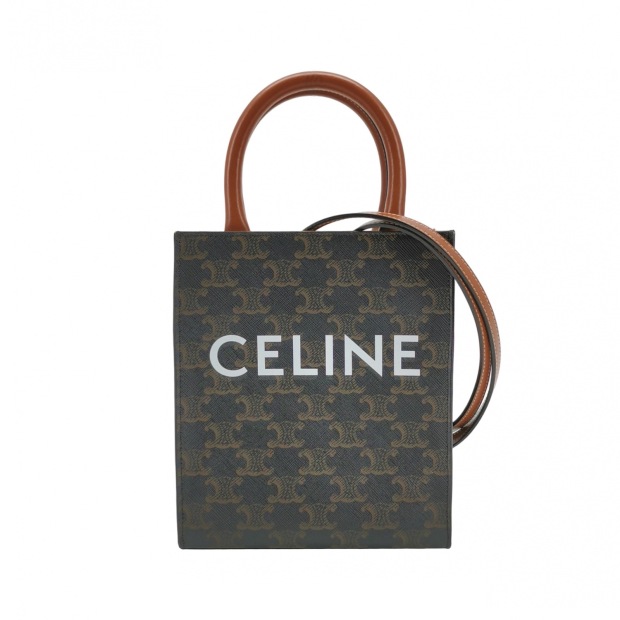 Celine Vertical Cabas Tote Triomphe Coated Canvas Mini — pre-owned, Vierlot