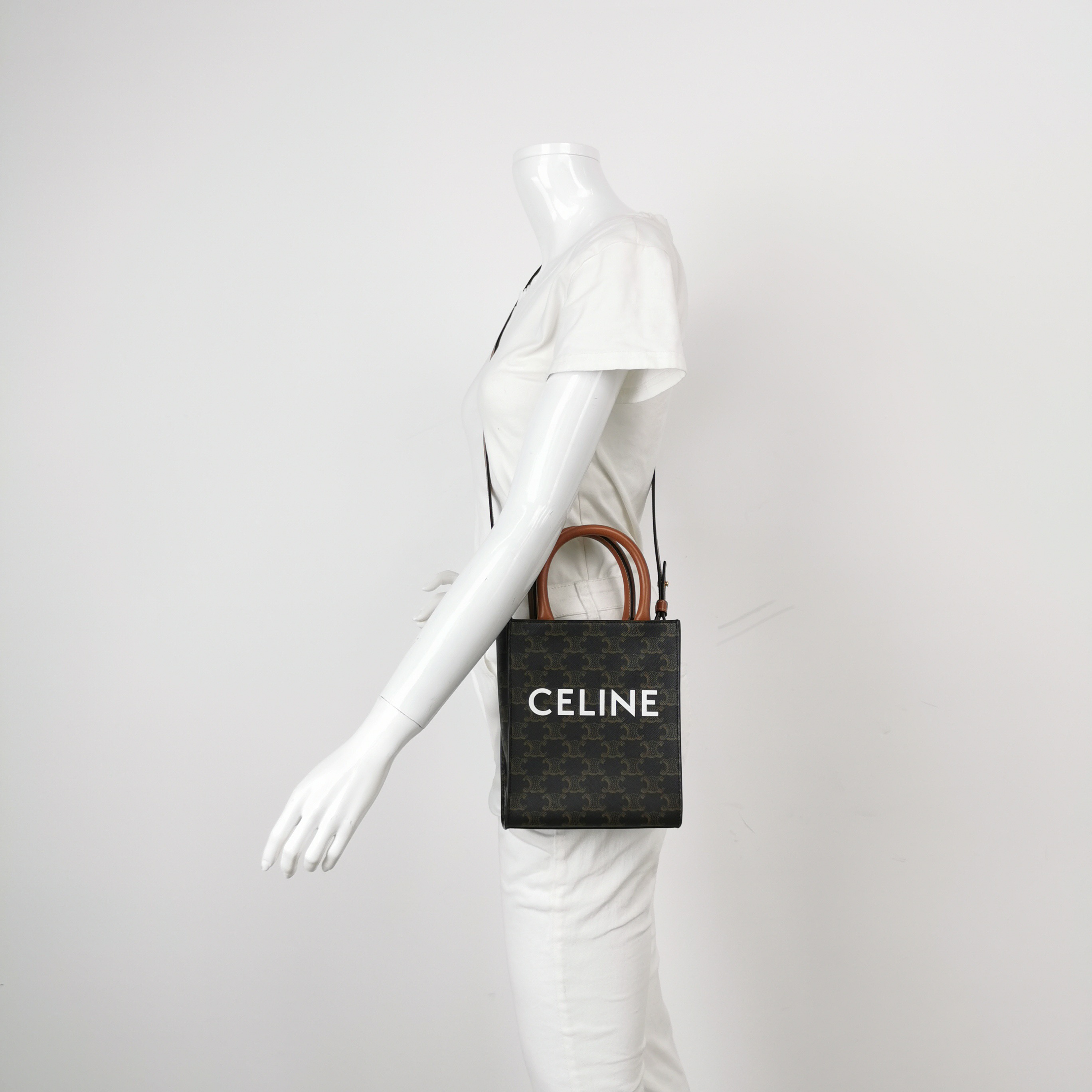 Celine Vertical Cabas Tote Triomphe Coated Canvas Mini — alternate view