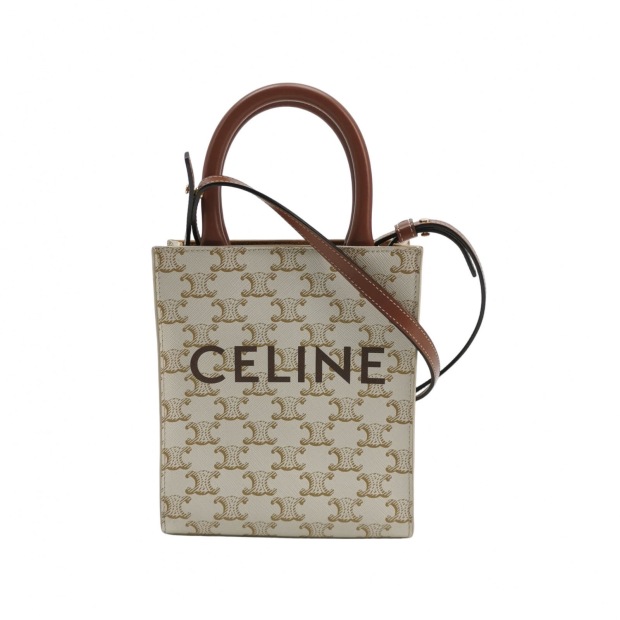 Celine Vertical Cabas Tote Triomphe Coated Canvas Mini — pre-owned, Vierlot