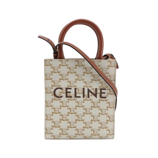 Celine Vertical Cabas Tote Triomphe Coated Canvas Mini — pre-owned, Vierlot