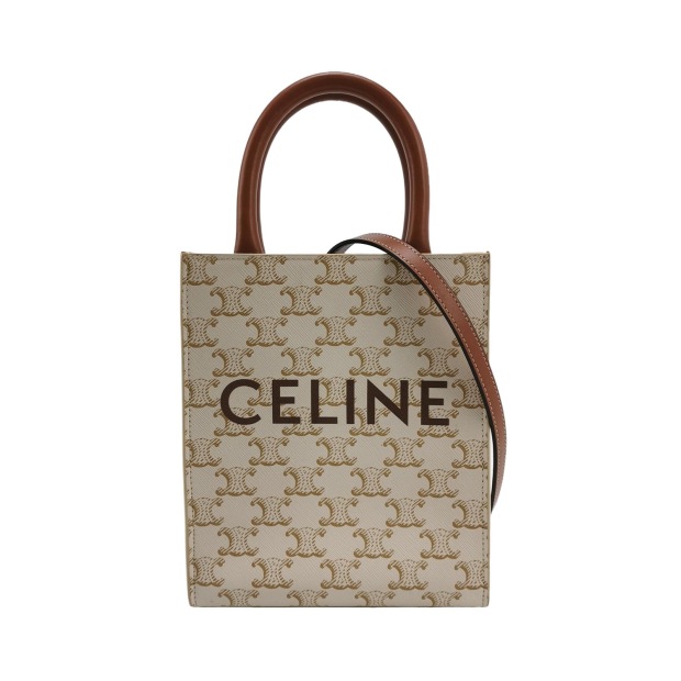 Celine Vertical Cabas Tote Triomphe Coated Canvas Mini — pre-owned, Vierlot