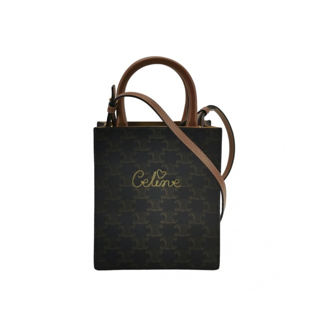 Celine Vertical Cabas Tote Triomphe Coated Canvas Mini — pre-owned, Vierlot