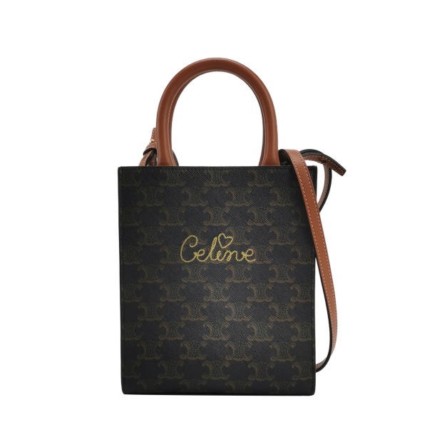 Celine Vertical Cabas Tote Triomphe Coated Canvas Mini — pre-owned, Vierlot