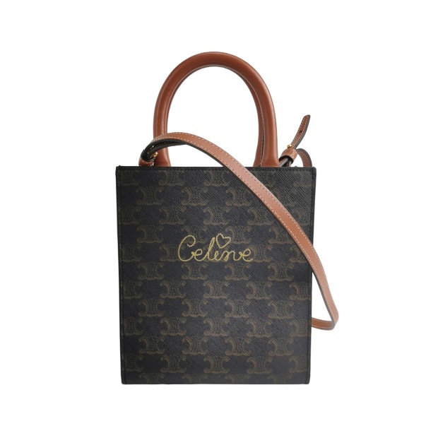 Celine Vertical Cabas Tote Triomphe Coated Canvas Mini — pre-owned, Vierlot