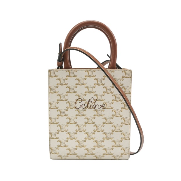Celine Vertical Cabas Tote Triomphe Coated Canvas Mini — pre-owned, Vierlot