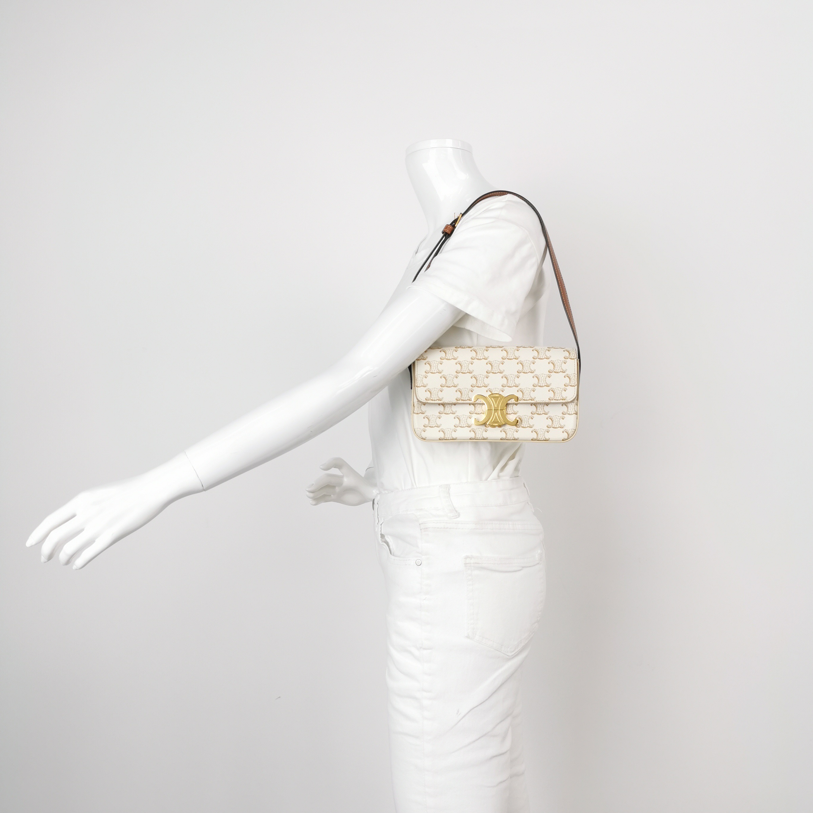 Celine Triomphe Chain Shoulder Bag Triomphe Coated Canvas Small — alternate view