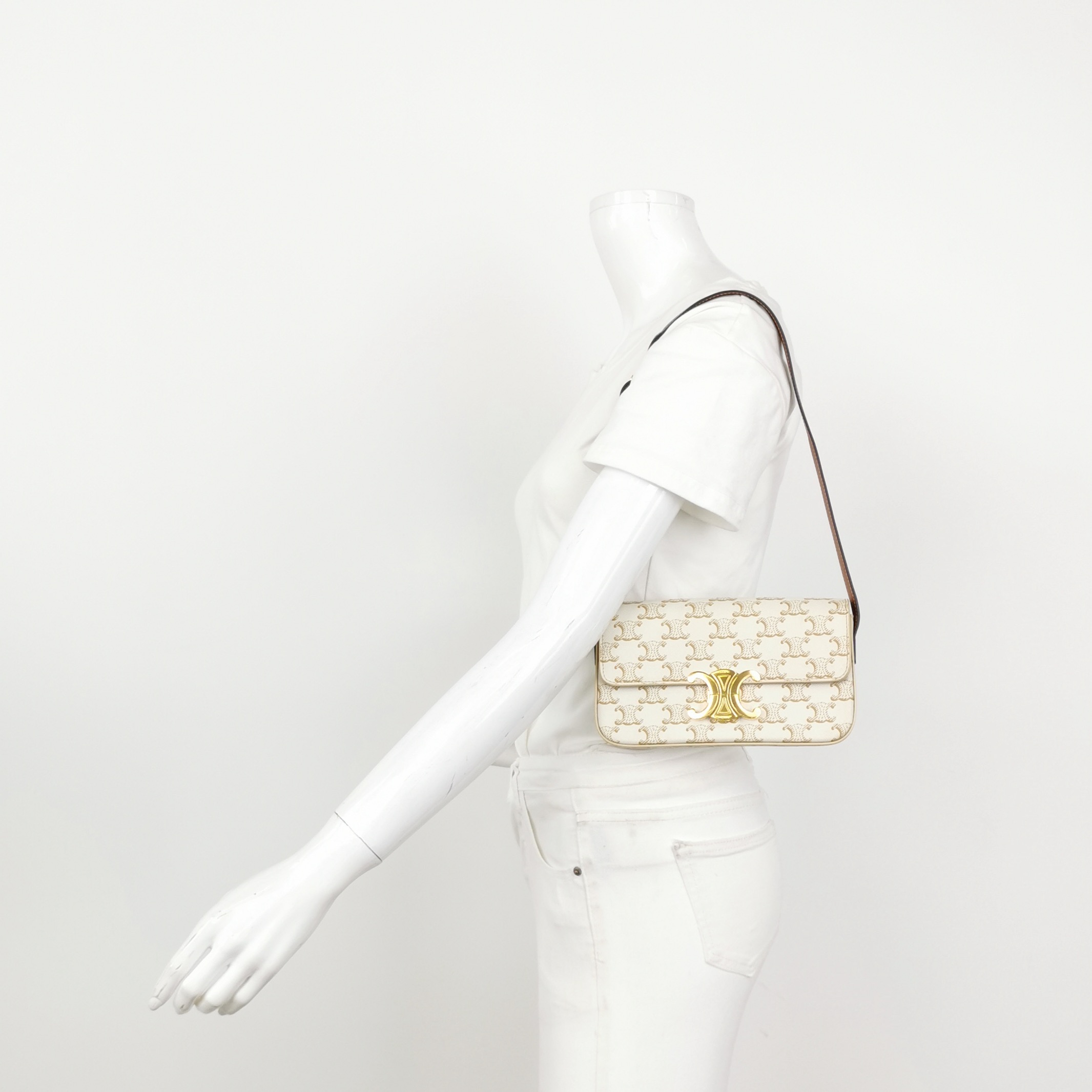 Celine Triomphe Chain Shoulder Bag Triomphe Coated Canvas Small — alternate view