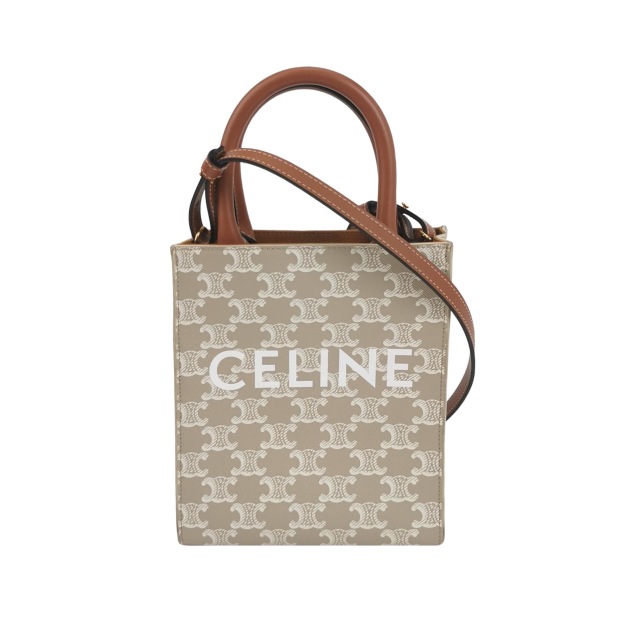 Celine Vertical Cabas Tote Triomphe Coated Canvas Mini — pre-owned, Vierlot