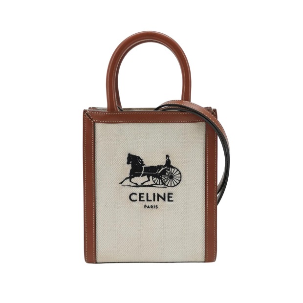 Celine Sulky Vertical Cabas Tote Canvas with Leather Mini — pre-owned, Vierlot