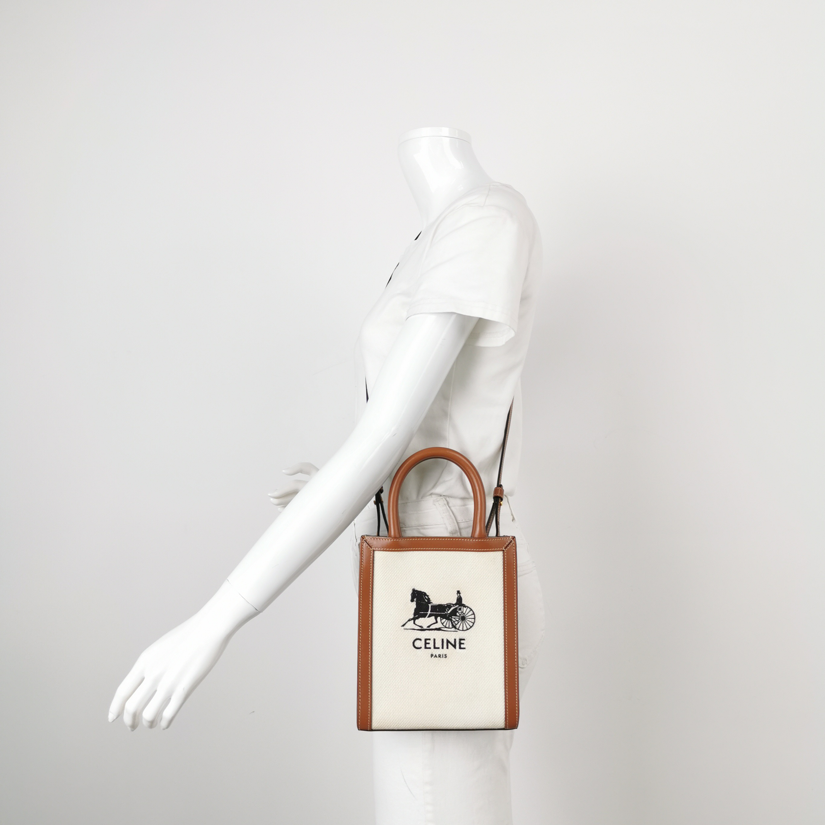 Celine Sulky Vertical Cabas Tote Canvas with Leather Mini — alternate view