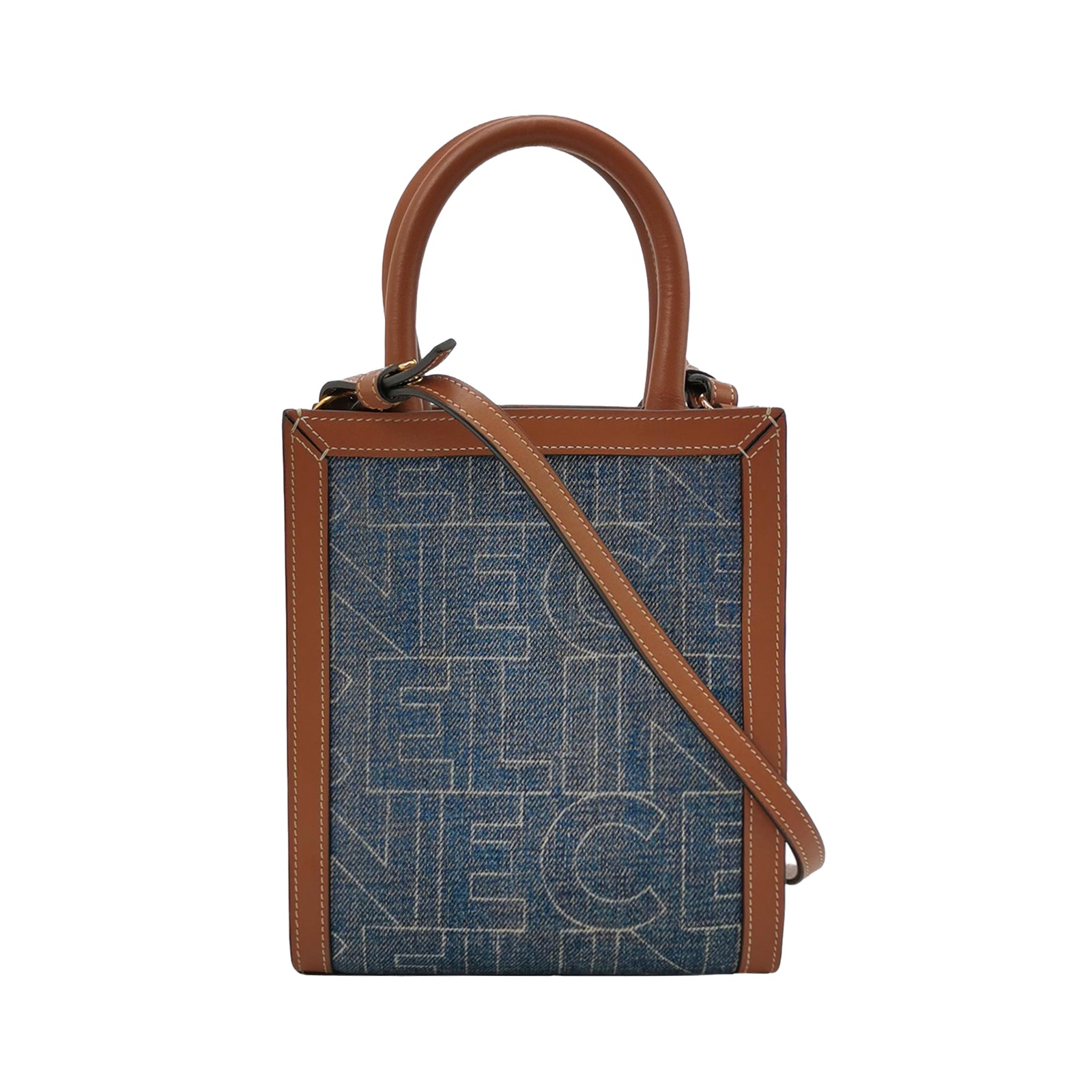 Celine Vertical Cabas Tote Printed Denim with Leather Mini — photo 1 of 12