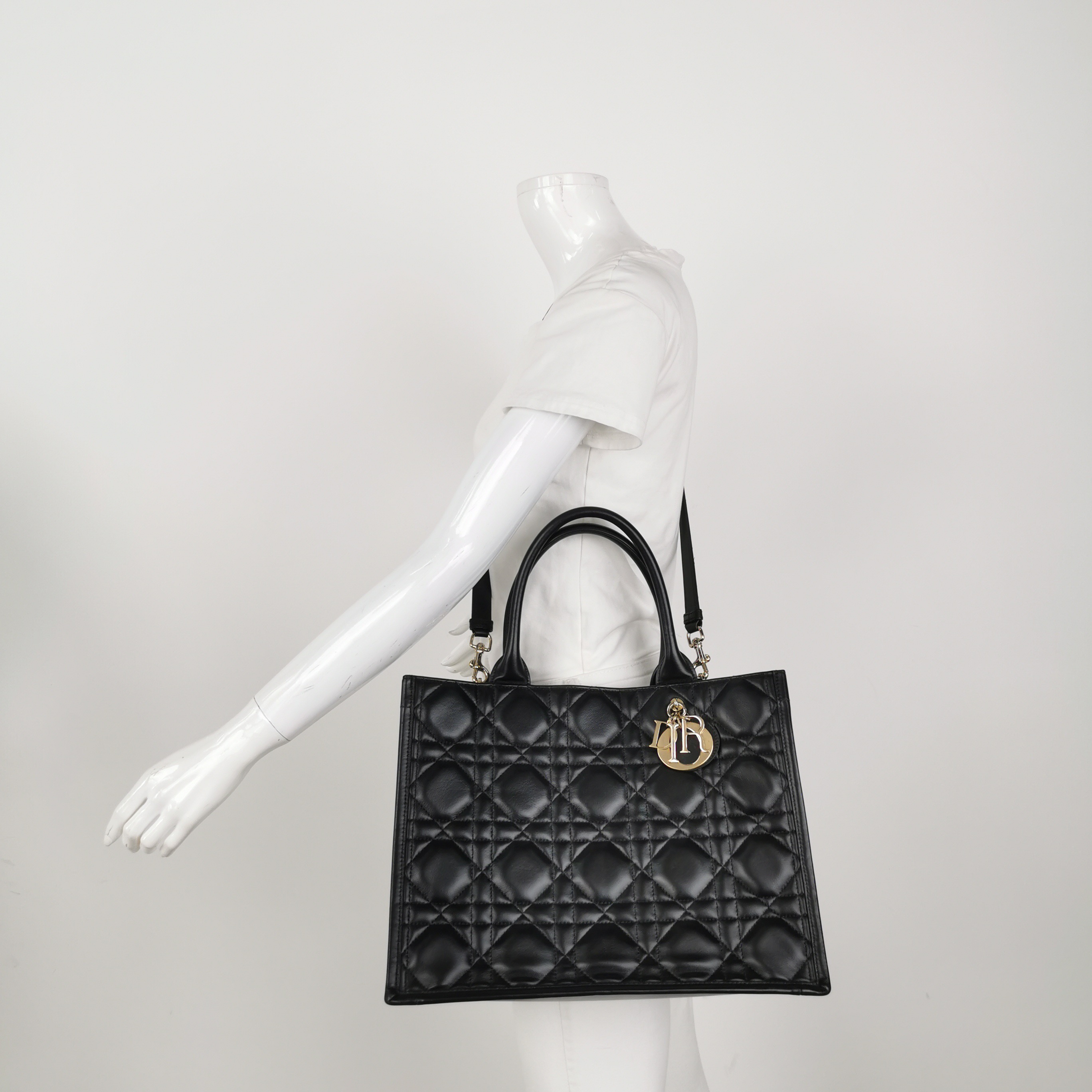 Christian Dior Book Tote with Strap Cannage Quilt Lambskin Medium — alternate view