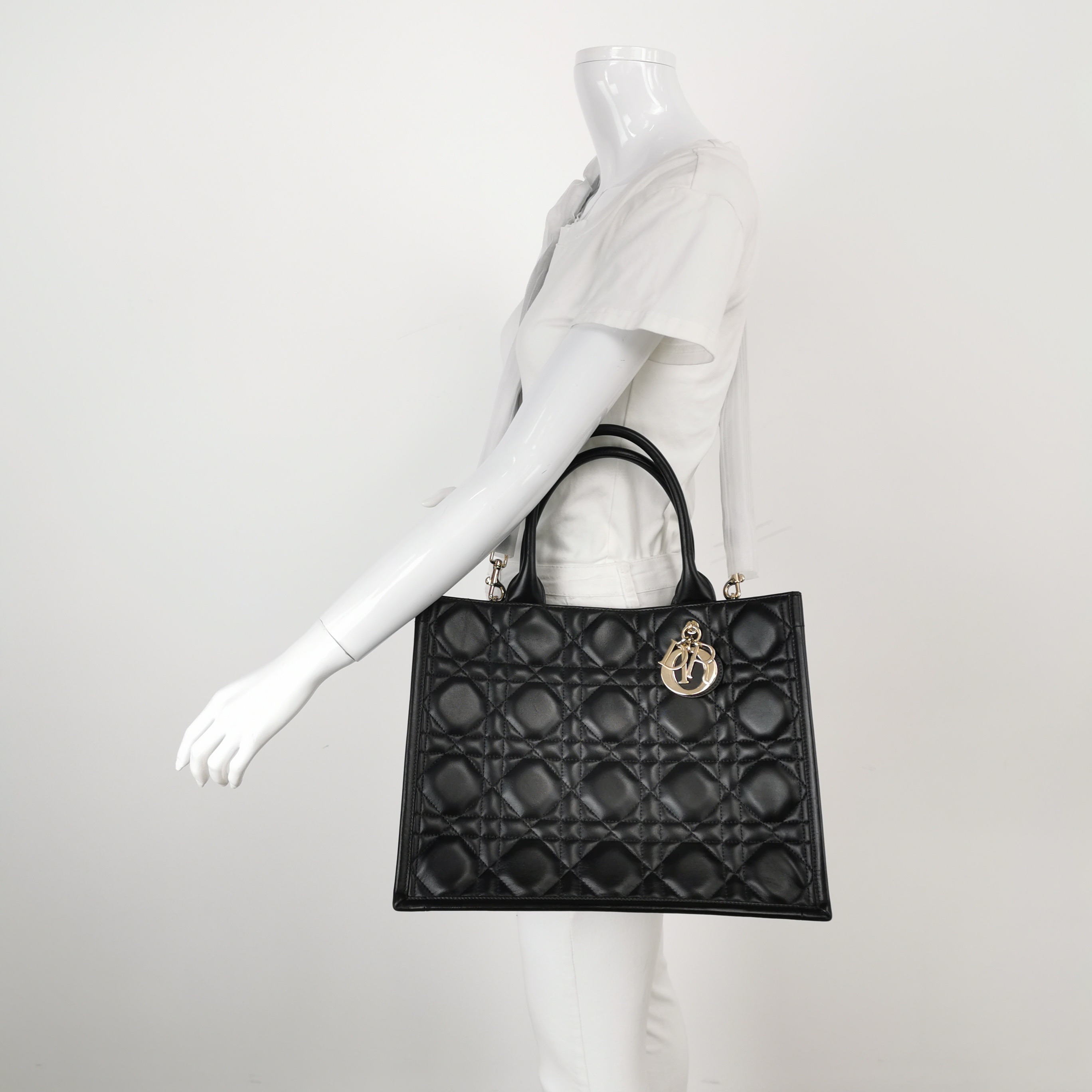 Christian Dior Book Tote with Strap Cannage Quilt Lambskin Medium — alternate view