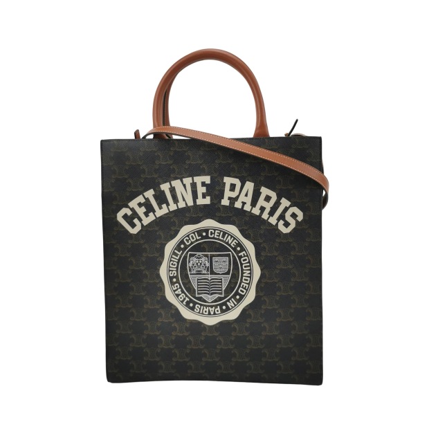 Celine Vertical Cabas Tote Triomphe Coated Canvas Mini — pre-owned, Vierlot