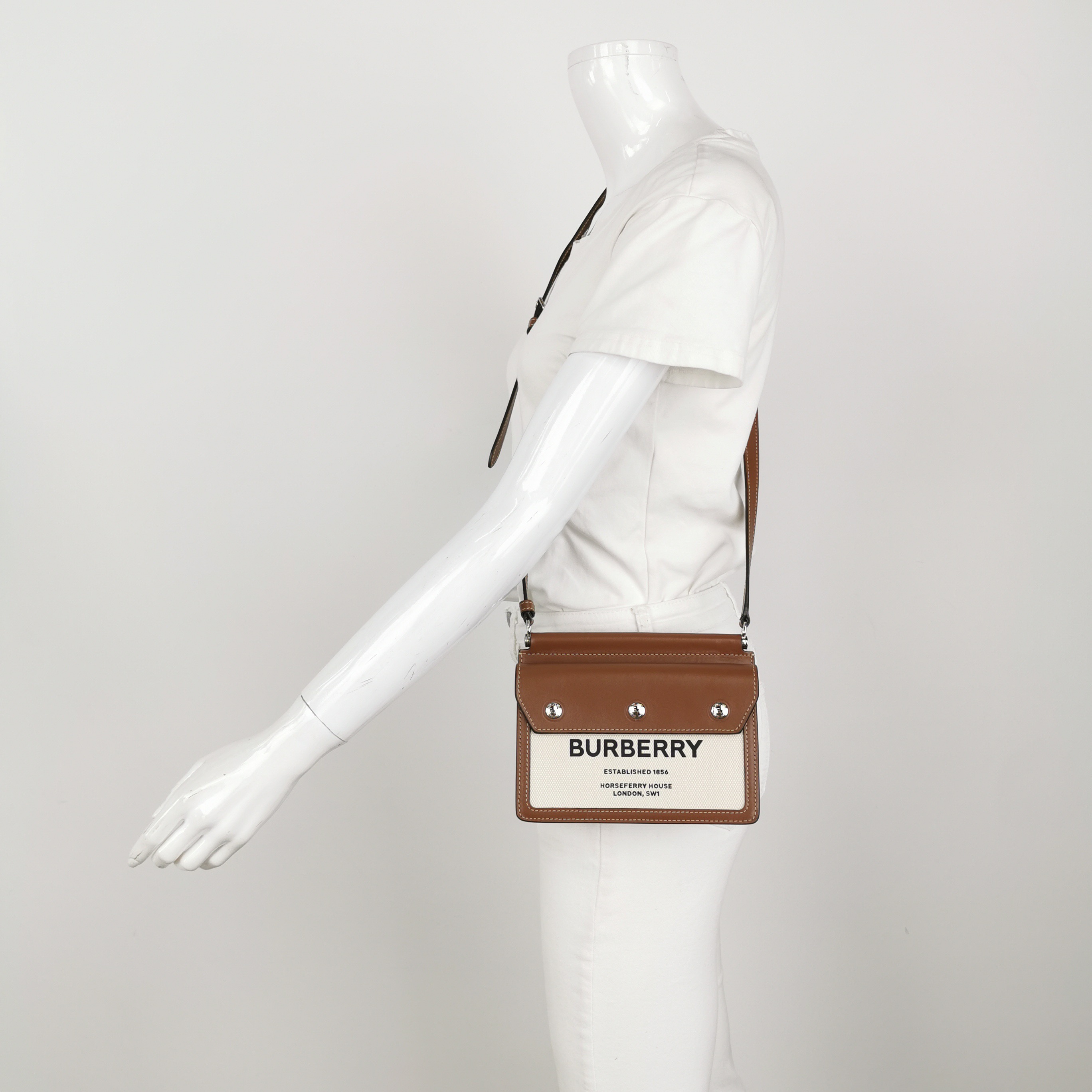 Burberry Logo Title Pocket Crossbody Bag Canvas and Leather Mini — alternate view