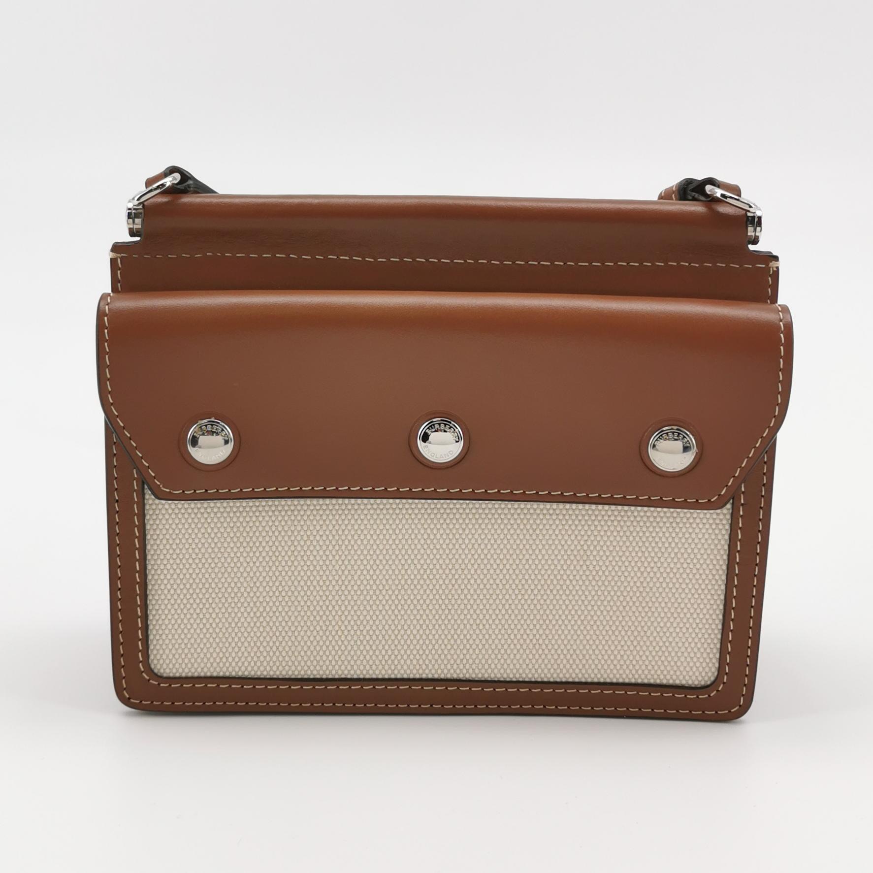 Burberry Logo Title Pocket Crossbody Bag Canvas and Leather Mini — photo 3 of 15