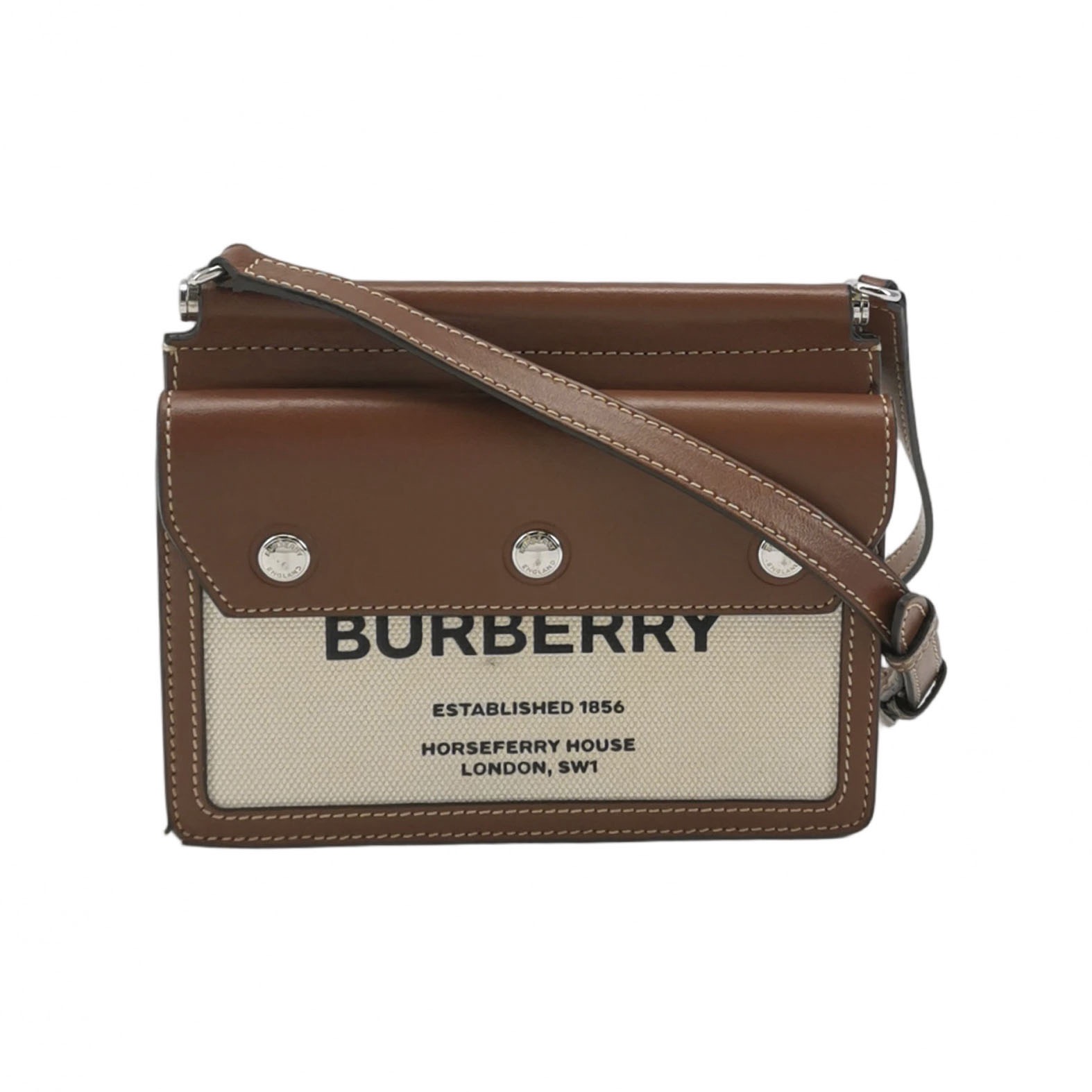 Burberry Logo Title Pocket Crossbody Bag Canvas and Leather Mini — photo 1 of 15