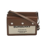 Burberry Logo Title Pocket Crossbody Bag Canvas and Leather Mini — thumbnail 1
