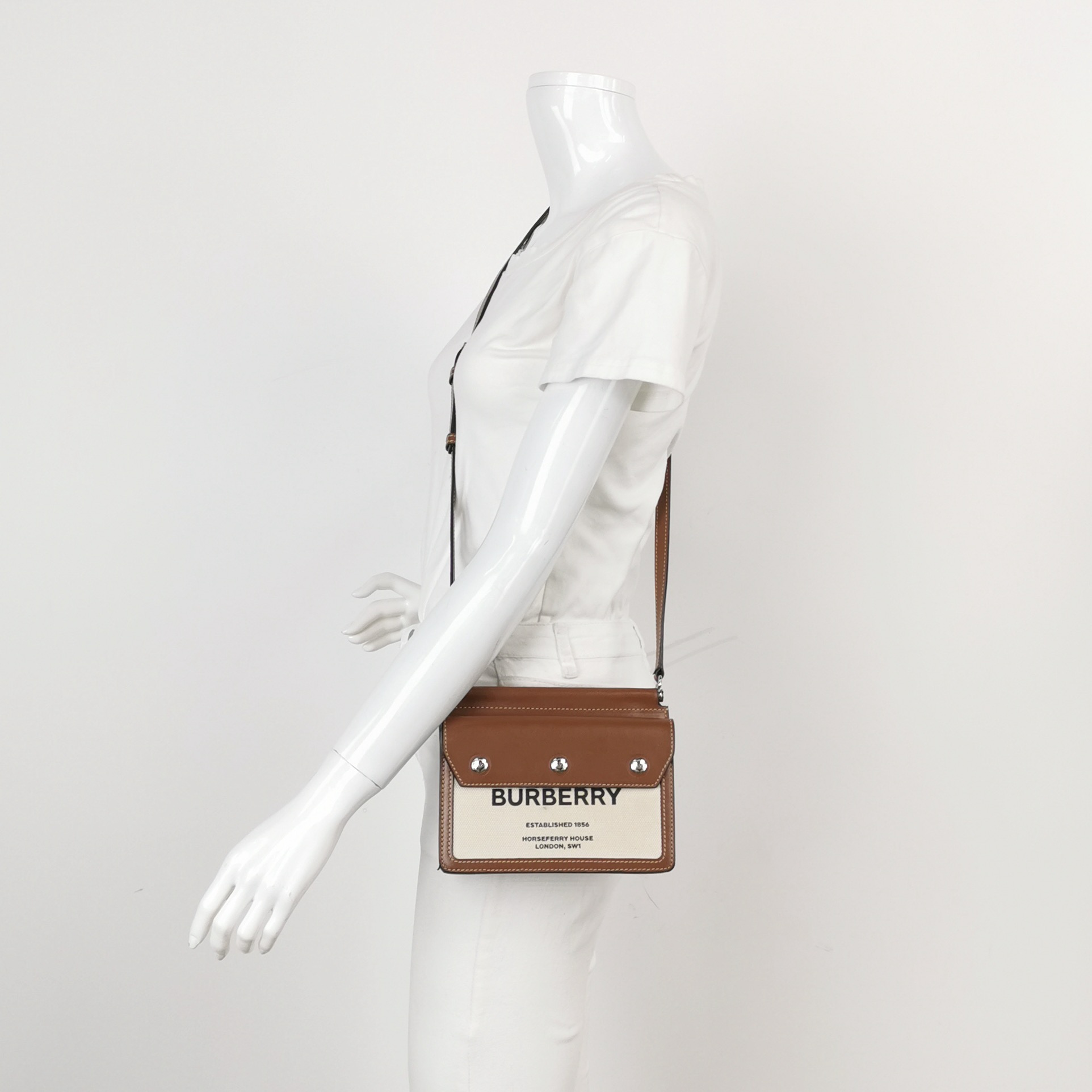 Burberry Logo Title Pocket Crossbody Bag Canvas and Leather Mini — alternate view