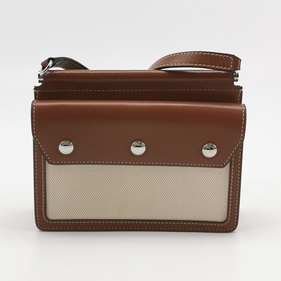 Burberry Logo Title Pocket Crossbody Bag Canvas and Leather Mini — photo 3 of 15