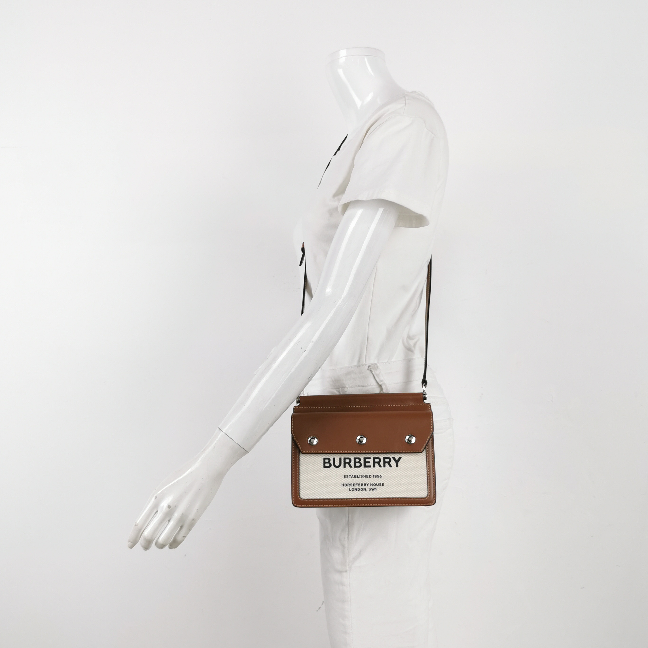 Burberry Logo Title Pocket Crossbody Bag Canvas and Leather Mini — alternate view