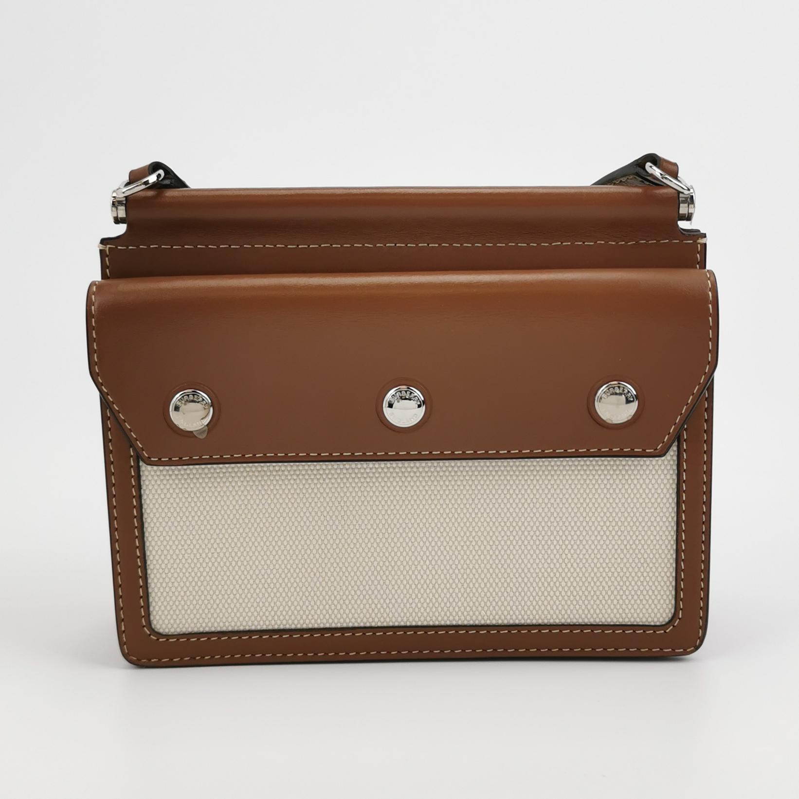 Burberry Logo Title Pocket Crossbody Bag Canvas and Leather Mini — photo 3 of 13