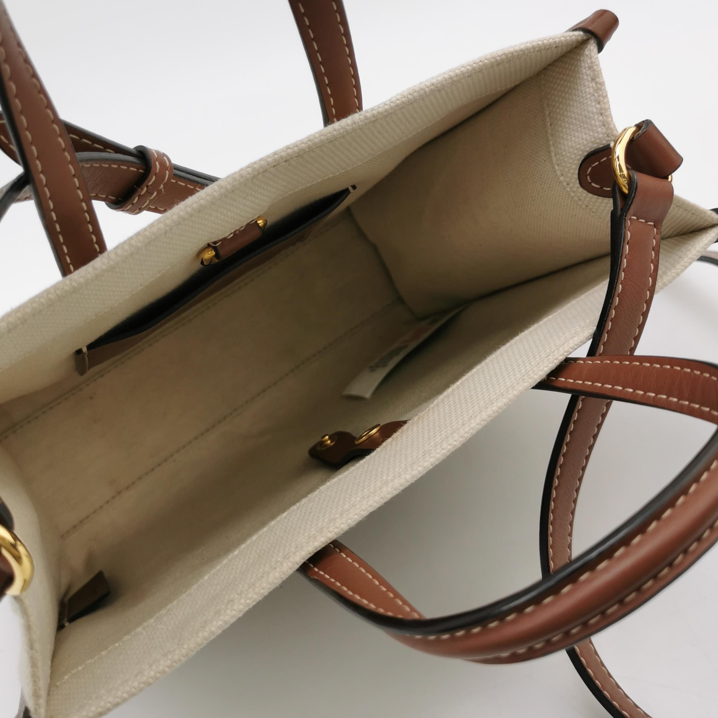 Burberry Freya Shopping Tote Canvas with Leather Mini — photo 7 of 16