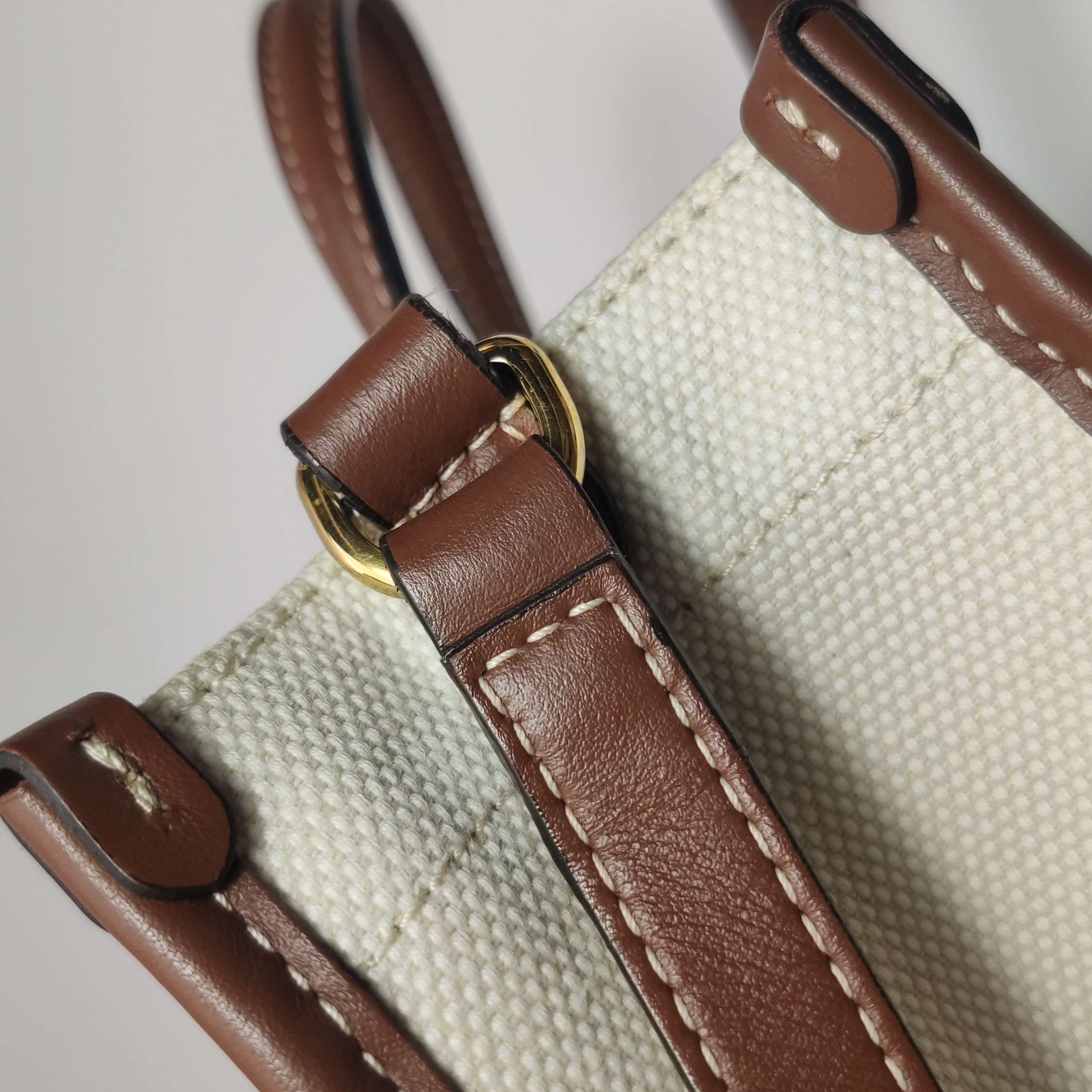 Burberry Freya Shopping Tote Canvas with Leather Mini — photo 14 of 16