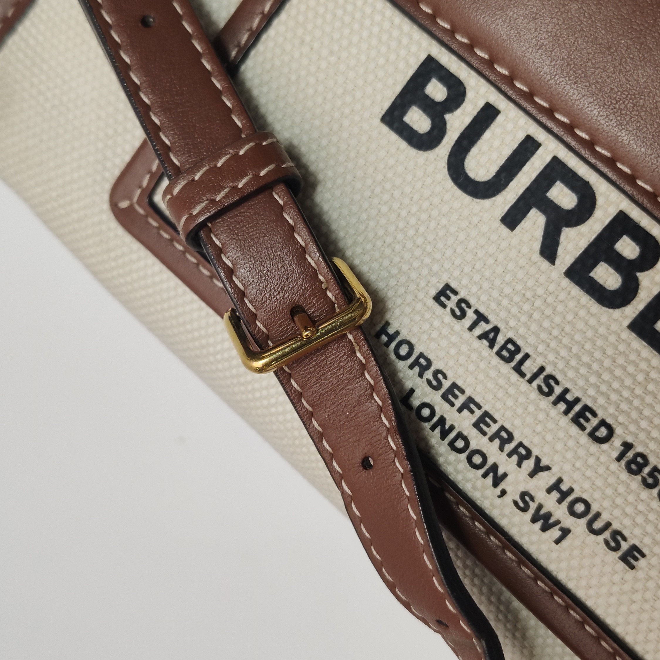 Burberry Freya Shopping Tote Canvas with Leather Mini — photo 15 of 16
