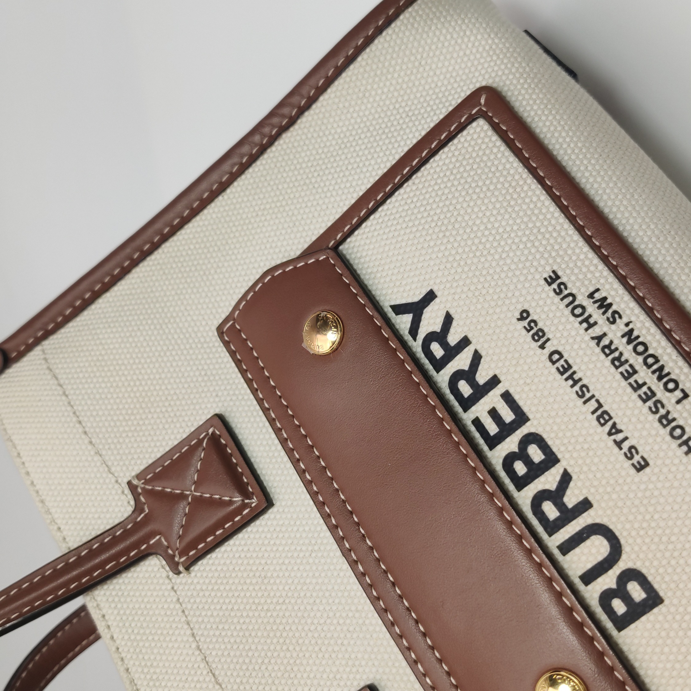 Burberry Freya Shopping Tote Canvas with Leather Mini — photo 13 of 16