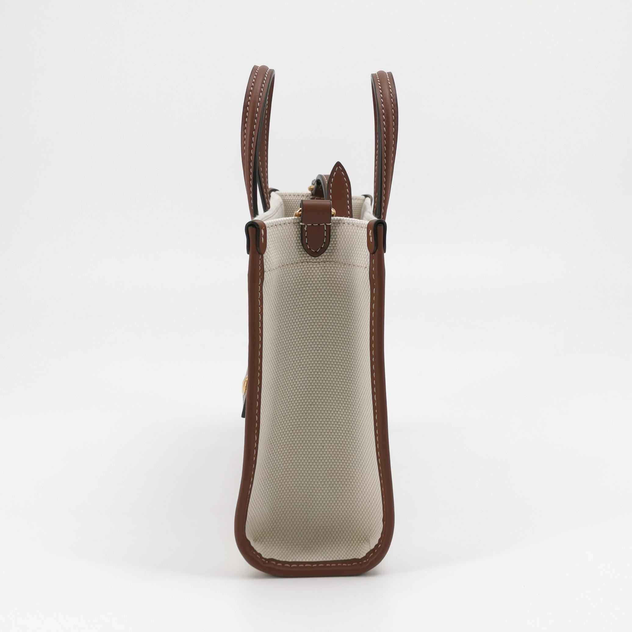 Burberry Freya Shopping Tote Canvas with Leather Mini — photo 4 of 14