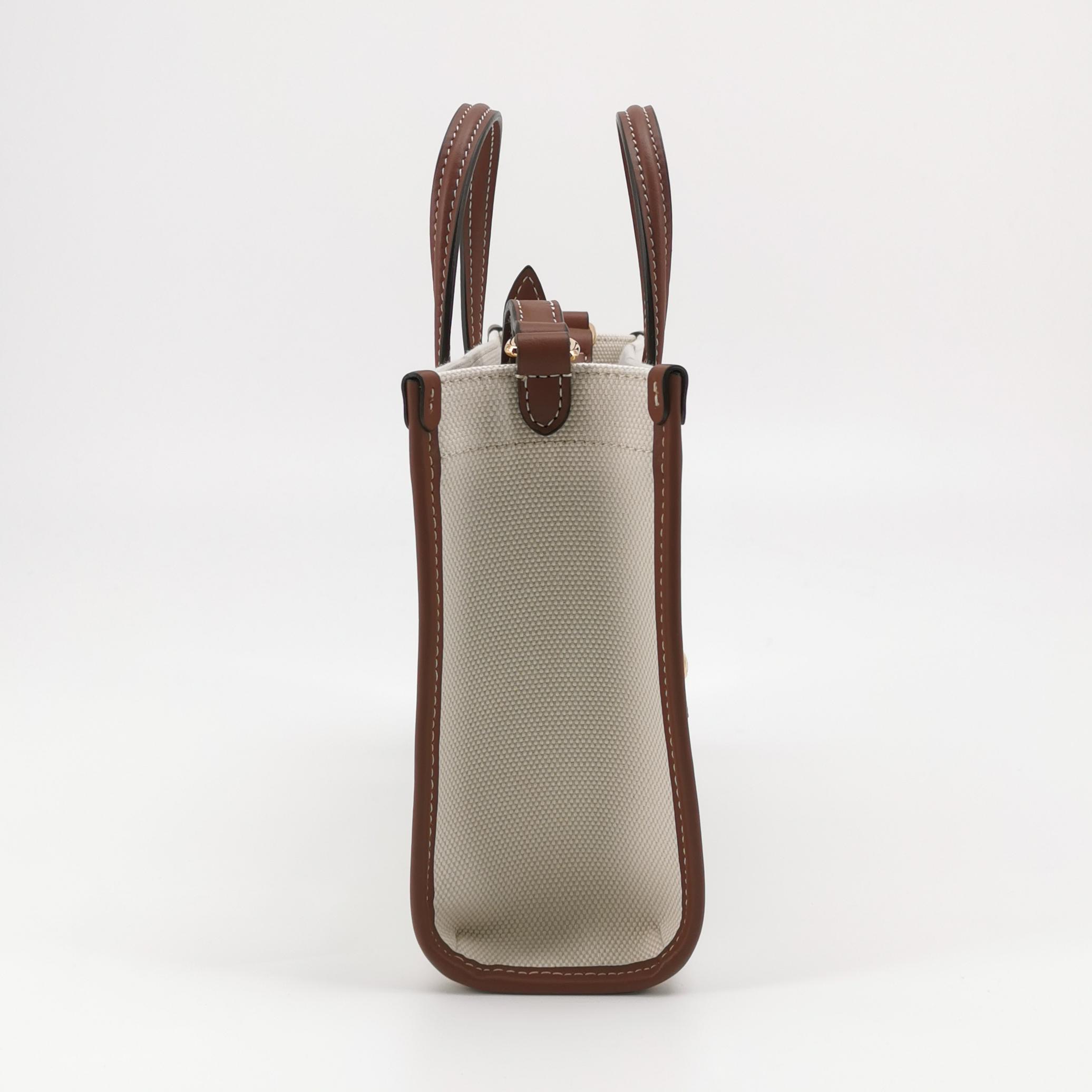 Burberry Freya Shopping Tote Canvas with Leather Mini — photo 5 of 14